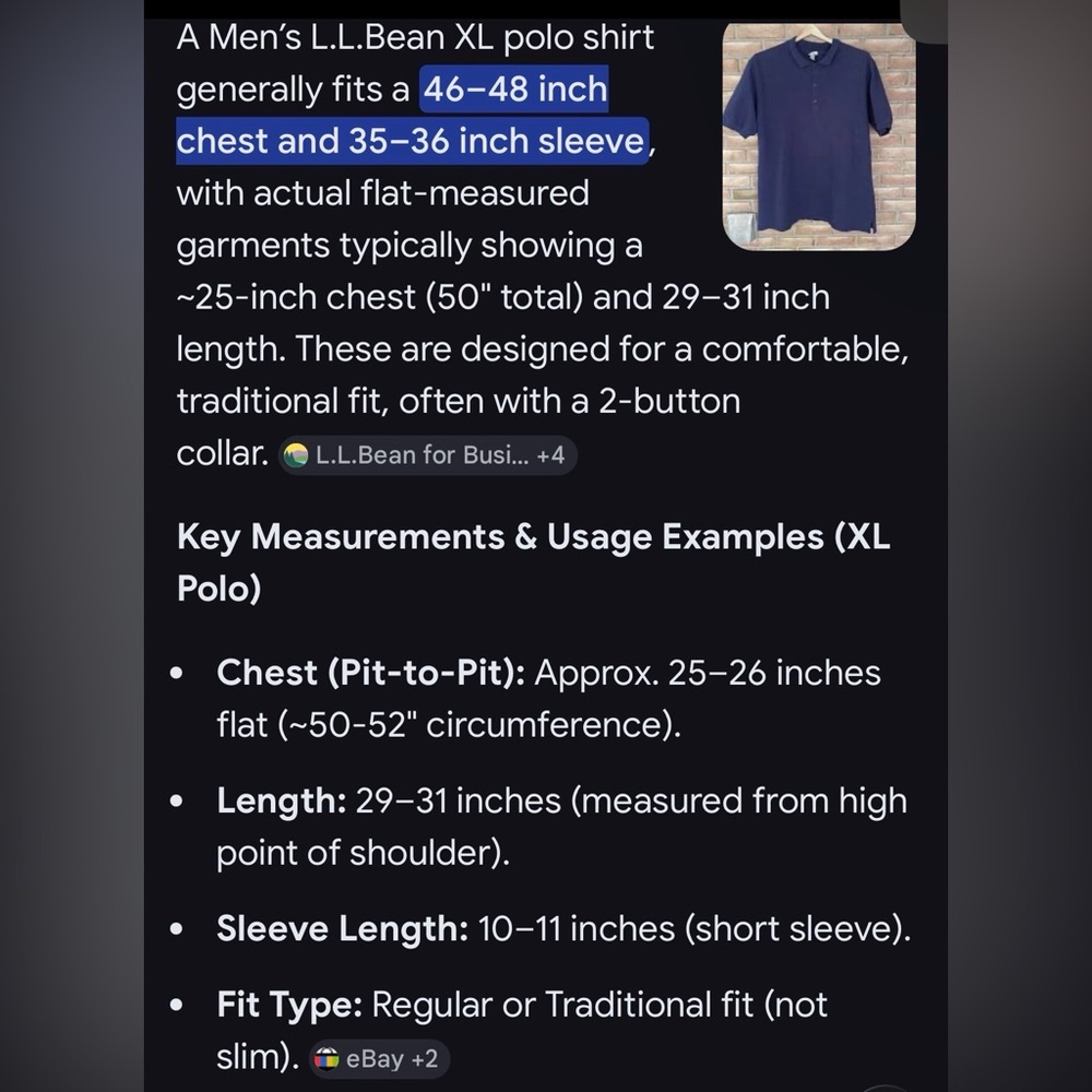 L.L. Bean Men's Classic Blue Polo - Picture 5 of 5